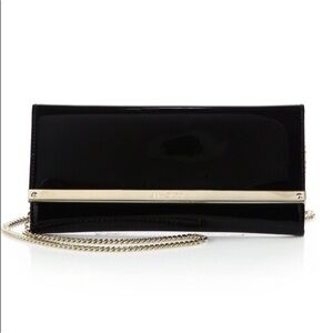 Jimmy Choo Authentic Black and Gold Patent Leather Wallet on Chain Purse Clutch